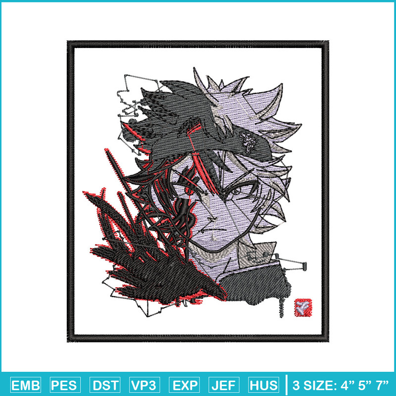 Asta poster embroidery design, Black clover embroidery, Anime design, Embroidery shirt, Embroidery file,Digital download.jpg