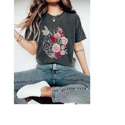 boho aesthetic shirt, brain anatomy wildflower tshirt, comfort colors shirt, botanical rose top, floral butterfly tee gi