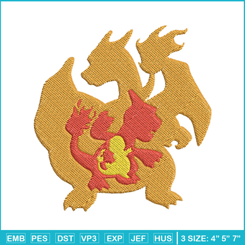 Charizard embroidery design, Pokemon embroidery, Anime design, Embroidery file, Digital download, Embroidery shirt.jpg