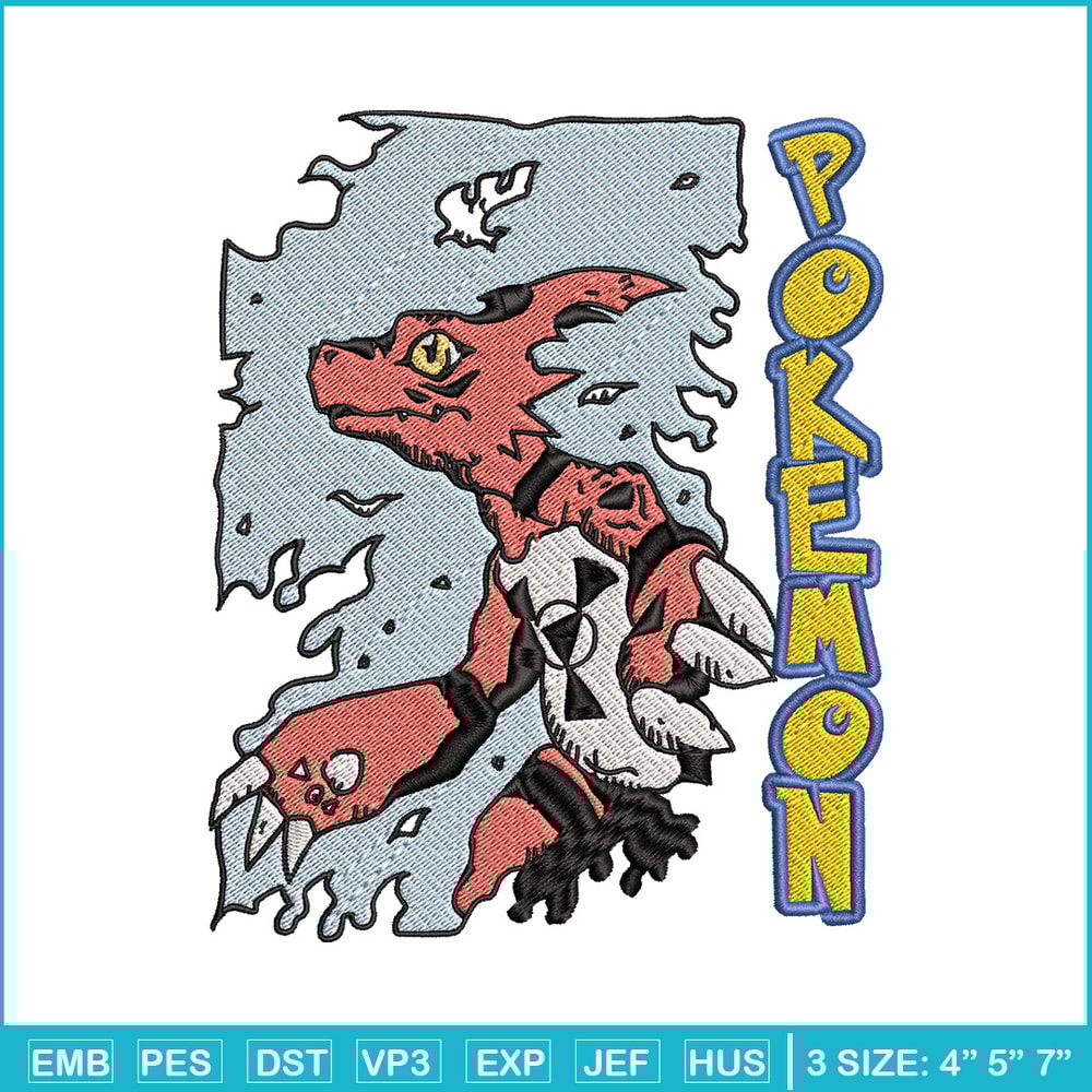 Charmeleon embroidery design, Pokemon embroidery, Anime design, Embroidery file, Digital download, Embroidery shirt.jpg