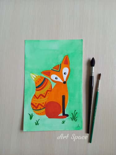 Original watercolor painting "Fox",small picture, decoration for office, housewarming gift, decor