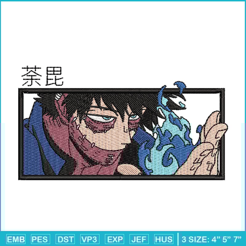 Dabi rectangle embroidery design, Mha embroidery, Anime design, Embroidery shirt, Embroidery file, Digital download.jpg