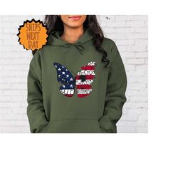 usa butterfly hoodie, gift for 4th of july hoodie, patriotic butterfly hoodie, patriotic butterfly hoodie, independence