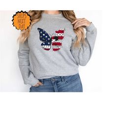 usa butterfly sweatshirt, gift for 4th of july sweater, patriotic butterfly sweater, patriotic butterfly sweater, indepe