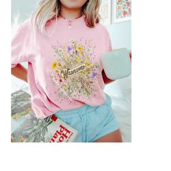 pressed flowers comfort colors tshirt, boho wildflowers shirt, cottagecore shirts, vintage style botanical tee floral sh