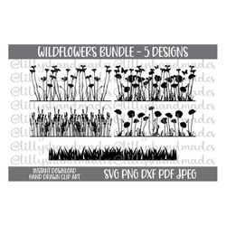 wildflower svg grass svg, wildflower clipart botanical svg wildflower silhouette wildflowers svg, wildflowers clipart wi