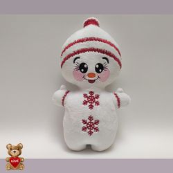 Personalised embroidery Plush Soft Toy Christmas Snowman ,Super cute personalised soft plush toy