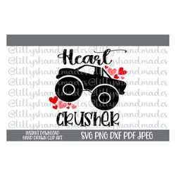 valentine monster truck svg, heart crusher svg, valentine monster truck png, heart crusher png, boy valentine svg, boys
