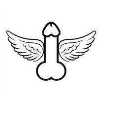 winged penis svg, penis with wings svg, flying penis, angel penis. vector cut file cricut, silhouette, sticker, decal, p