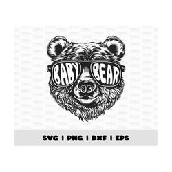 Baby Bear Svg, Png, Dxf, Eps, Baby Bear With Sunglasses, Baby Bear Cut File, Instant Download, Digital Print