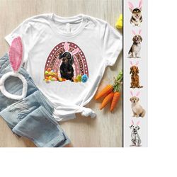 easter eggs bunny dog shirt, happy easter shirt, rainbow easter shirt, easter dog shirt