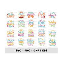 20 summer bundle png, summer svg, funny beach quotes svg, beach dxf, digital file, dxf, eps, png, instant download, digi