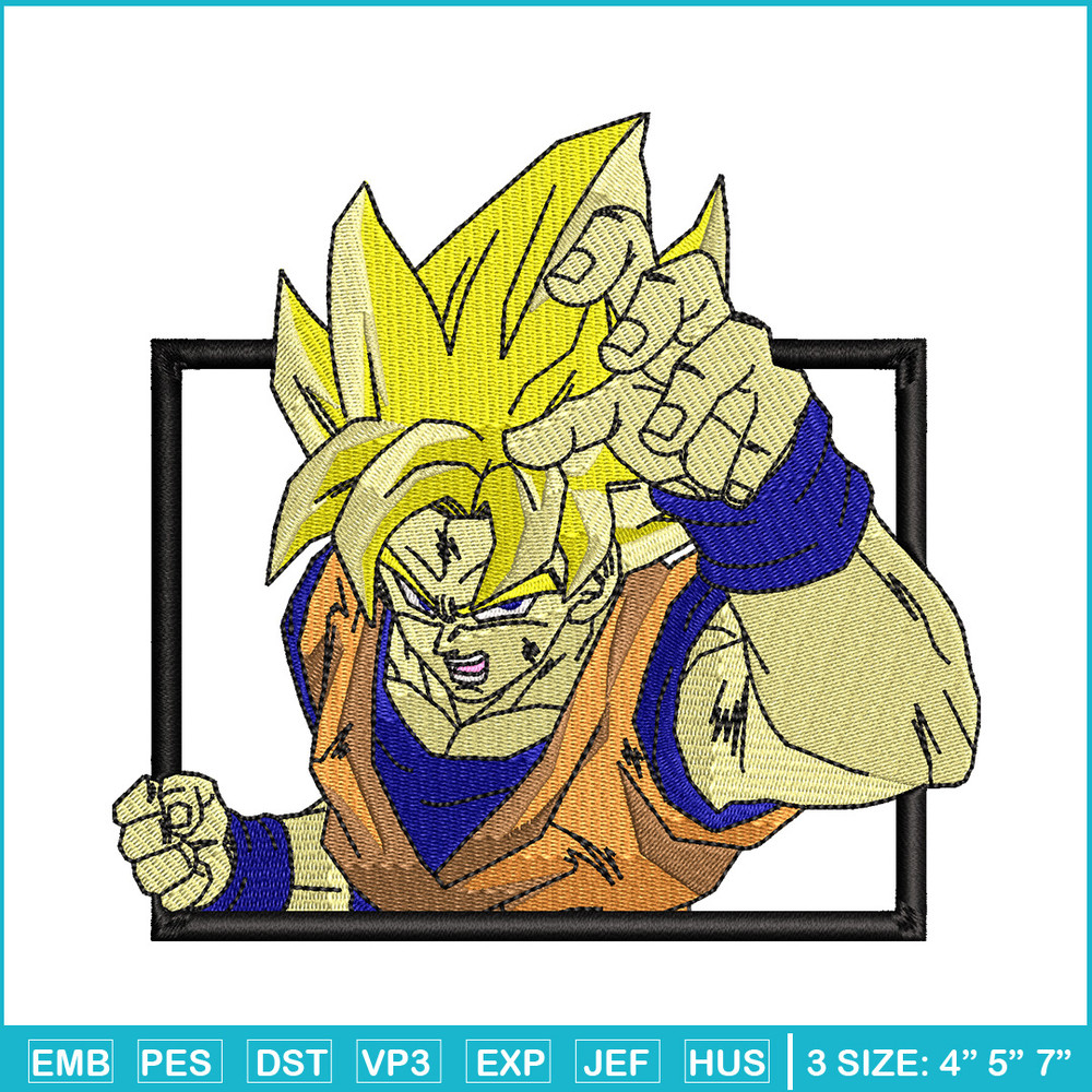 Goku ssj box embroidery design, Dragonball embroidery, Anime design, Embroidery shirt, Embroidery file,Digital download.jpg