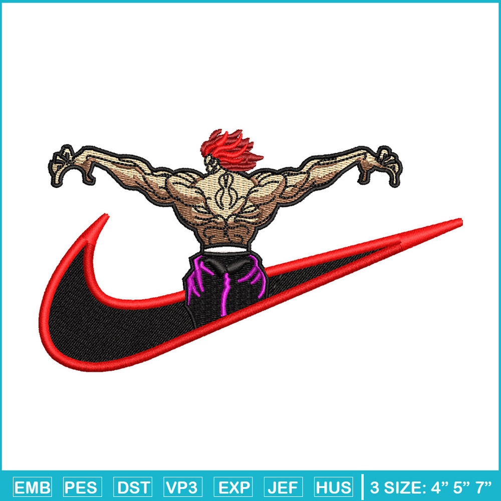 Hanma yujiro nike embroidery design, Baki embroidery, Nike design, Embroidery shirt, Embroidery file, Digital download.jpg