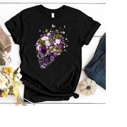 flower sugar skull shirt, day of the dead skull shirt, dia de los muertos  shirt