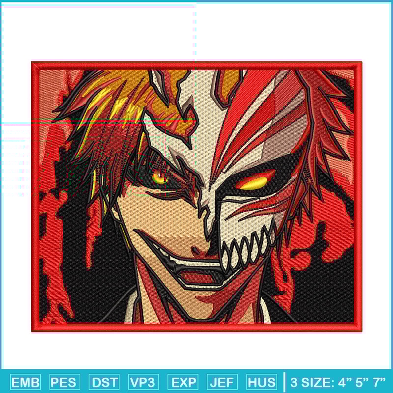 Ichigo laugh embroidery design, Bleach embroidery,Anime design, Embroidery shirt, Embroidery file, Digital download.jpg