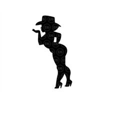 Thick Curvy Afro Cowgirl Svg, Chubby Mudflap Trucker Girl, Cowboy Woman Svg. Vector Cut file Cricut, Silhouette, Pdf Png