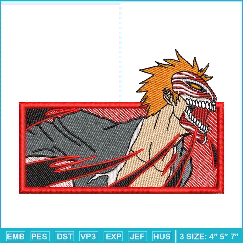 Ichigo red embroidery design, Bleach embroidery, Anime design, Embroidery shirt, Embroidery file, Digital download.jpg