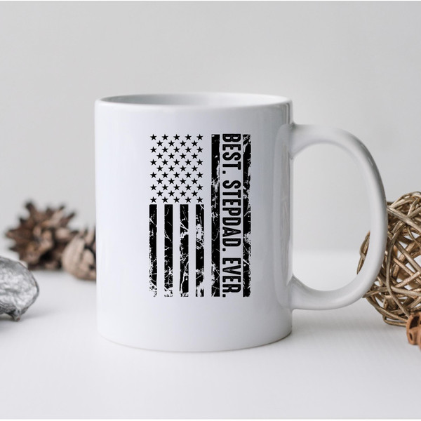 Best Stepdad Ever Mug, Best Stepdad Ever Coffee and Tea Gift Mug, Best Stepdad Ever Gift, USA Flag Mug, Vintage Mug, Independence Day - 2.jpg