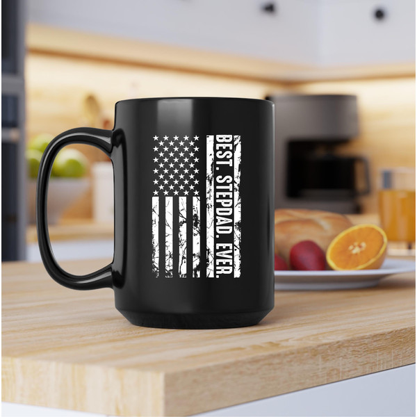 Best Stepdad Ever Mug, Best Stepdad Ever Coffee and Tea Gift Mug, Best Stepdad Ever Gift, USA Flag Mug, Vintage Mug, Independence Day - 3.jpg
