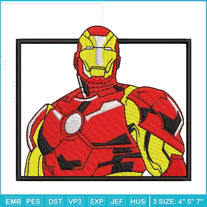 Iron man embroidery design, Marvel embroidery, Anime design, Embroidery shirt, Embroidery file,Digital download.jpg