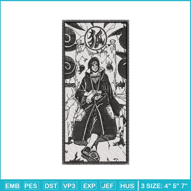 Itachi black embroidery design, Naruto embroidery, Anime design, Embroidery file, Embroidery shirt, Digital download.jpg