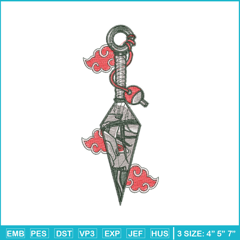 Itachi kunai embroidery design, Naruto embroidery, Embroidery shirt, Embroidery file, Anime design, Digital download.jpg