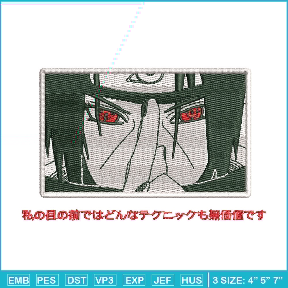 Itachi ninja embroidery design, Naruto embroidery, Anime design, Embroidery shirt, Embroidery file, Digital download.jpg