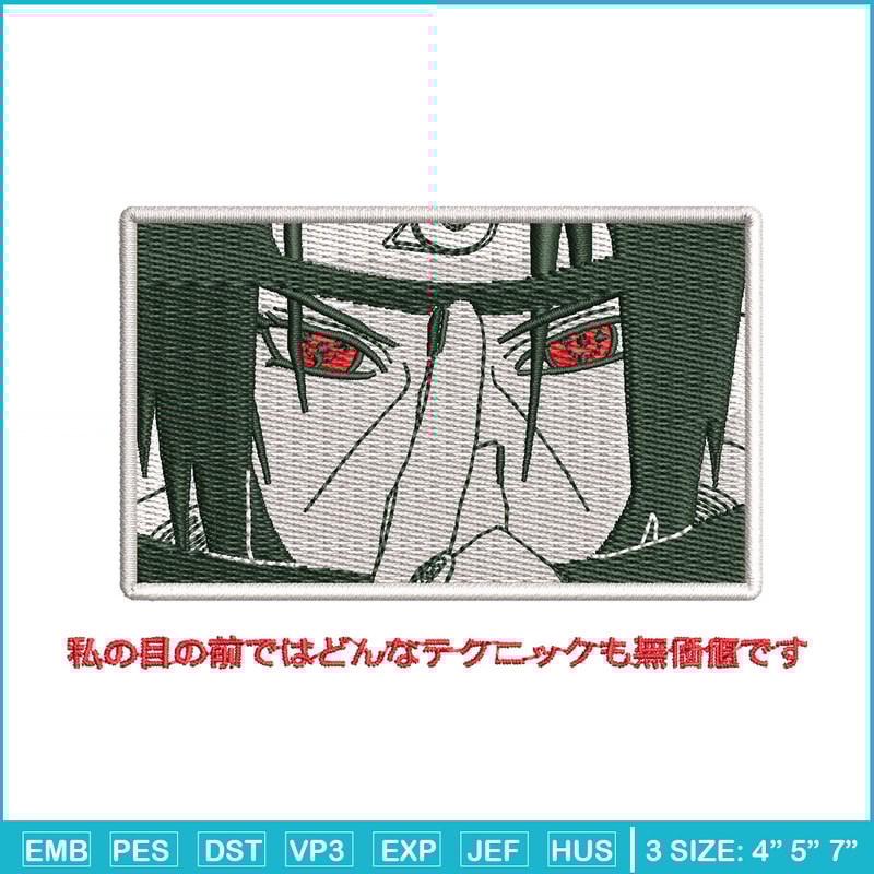 Itachi ninja embroidery design, Naruto embroidery, Anime design, Embroidery shirt, Embroidery file, Digital download.jpg