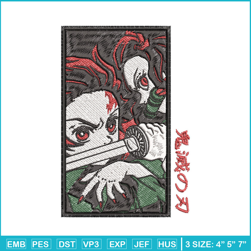 Kamado family embroidery design, Tanjiro embroidery, Embroidery shirt, Embroidery file, Anime design,Digital download.jpg