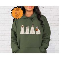 halloween dog hoodie, halloween hoodie, halloween hoodie, ghost hoodie, ghost dog hoodie, 2023 happy halloween, retro sp