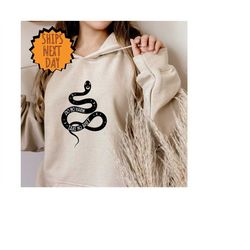 do no harm take no shit snake hoodie,women's snake moon phases short sleeve hoodie, unisex reptile witchy top,unique wit