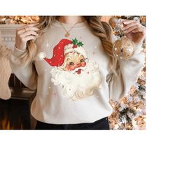 retro santa christmas sweatshirt gift, retro christmas shirt, vintage christmas pjs matching family pajamas, vintage san