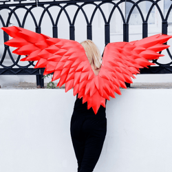 Red wings costume, Red wings cosplay, Christmas Angel, Handmade wings, Angelic wings photoshoot prop women sexy outfit