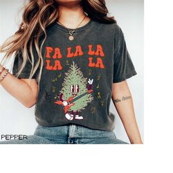 comfort colors fa la la la la christmas shirt, holiday t-shirt, merry christmas women shirts, fa la la la tree tee, groo