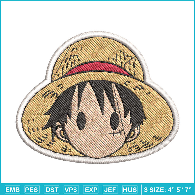 Luffy logo embroidery design, One piece embroidery, Anime design, Embroidery file, Embroidery shirt, Digital download.jpg