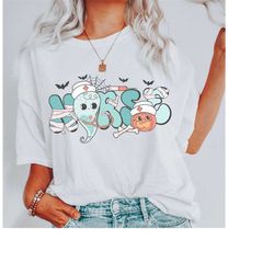 comfort colors cute ghost nurse shirt, registered nurse t-shirt, halloween nurse graphic tee, stay spooky nurse,new nurs