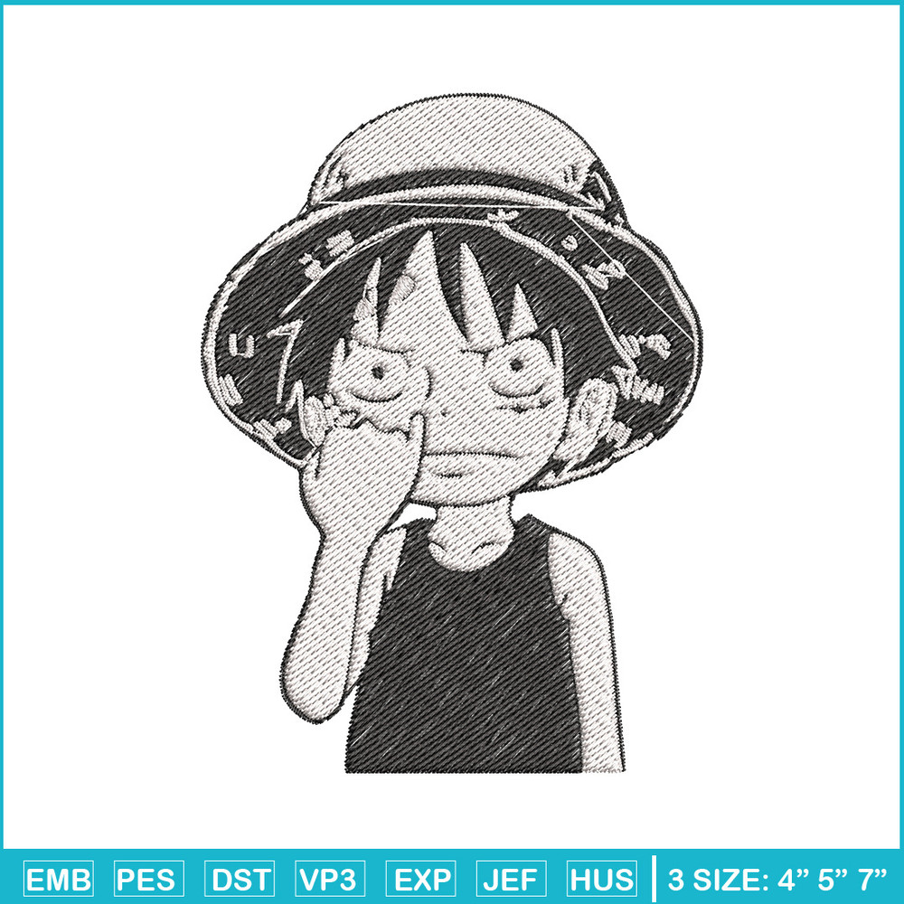 Luffy nose embroidery design, One piece embroidery, Anime design, Embroidery file, Embroidery shirt, Digital download.jpg