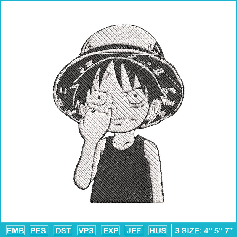 Luffy nose embroidery design, One piece embroidery, Anime design, Embroidery file, Embroidery shirt, Digital download.jpg
