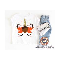 fall unicorn svg, fall svg, autumn svg, thanksgiving svg, acorn unicorn svg, girls fall svg, unicorn, svg dxf eps ai png