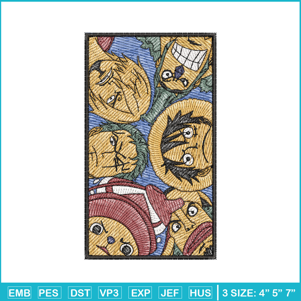 Luffy team embroidery design, One piece embroidery, Embroidery shirt, Embroidery file, Anime design, Digital download.jpg