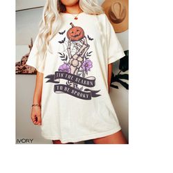 comfort colors tis the season to be spooky shirt, spooky halloween, fall skeleton comfort colors, retro halloween t-shir