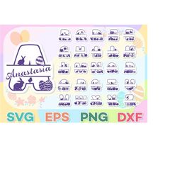 easter split monogram svg, easter split alphabet svg, easter monogram svg cricut, easter alphabet svg, monogram alphabet