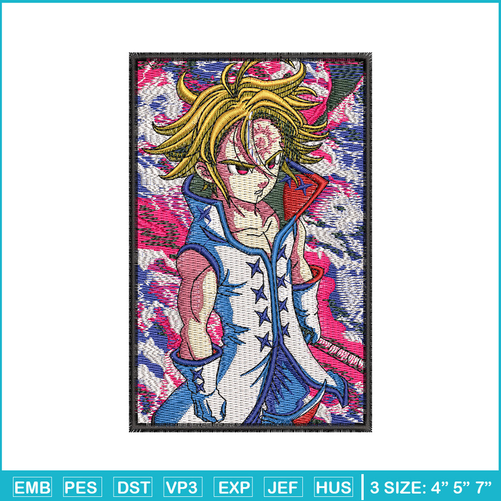Meliodas poster embroidery design, Meliodas embroidery,Embroidery shirt, Embroidery file, Anime design, Digital download.jpg