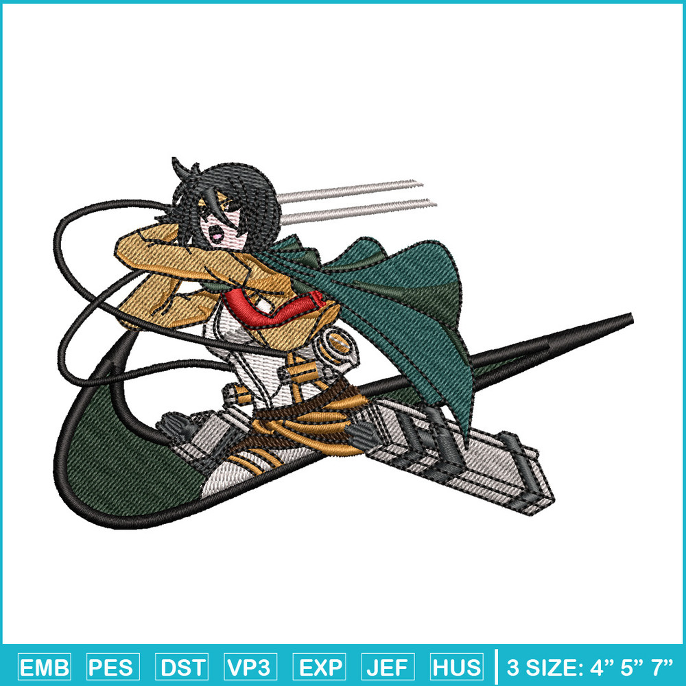 Mikasa swoosh embroidery design, Aot embroidery, Nike design, Embroidery shirt, Embroidery file, Digital download.jpg