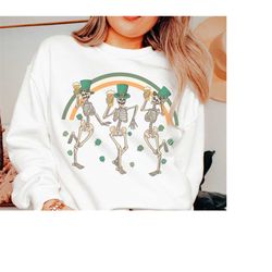 happy st. patricks dancing skeleton drinking sweatshirt, funny st pattys day sweater, st. patrick's day irish gift, sain