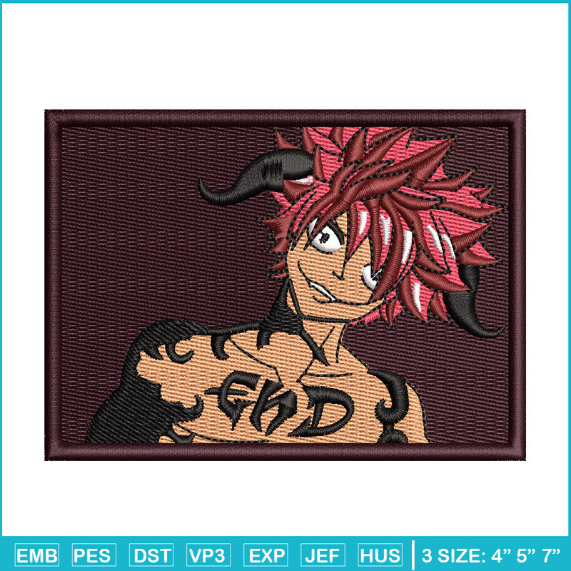Natsu frame embroidery design, Fairy tail embroidery, Anime design, Embroidery shirt, Embroidery file, Digital download.jpg