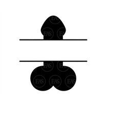 penis monogram svg, penis split name frame svg. vector cut file for cricut, silhouette, sticker, decal, vinyl, stencil,