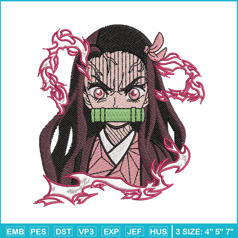 Nezuko angry embroidery design, Neuzko embroidery, Anime design, Embroidery shirt, Embroidery file, Digital download.jpg