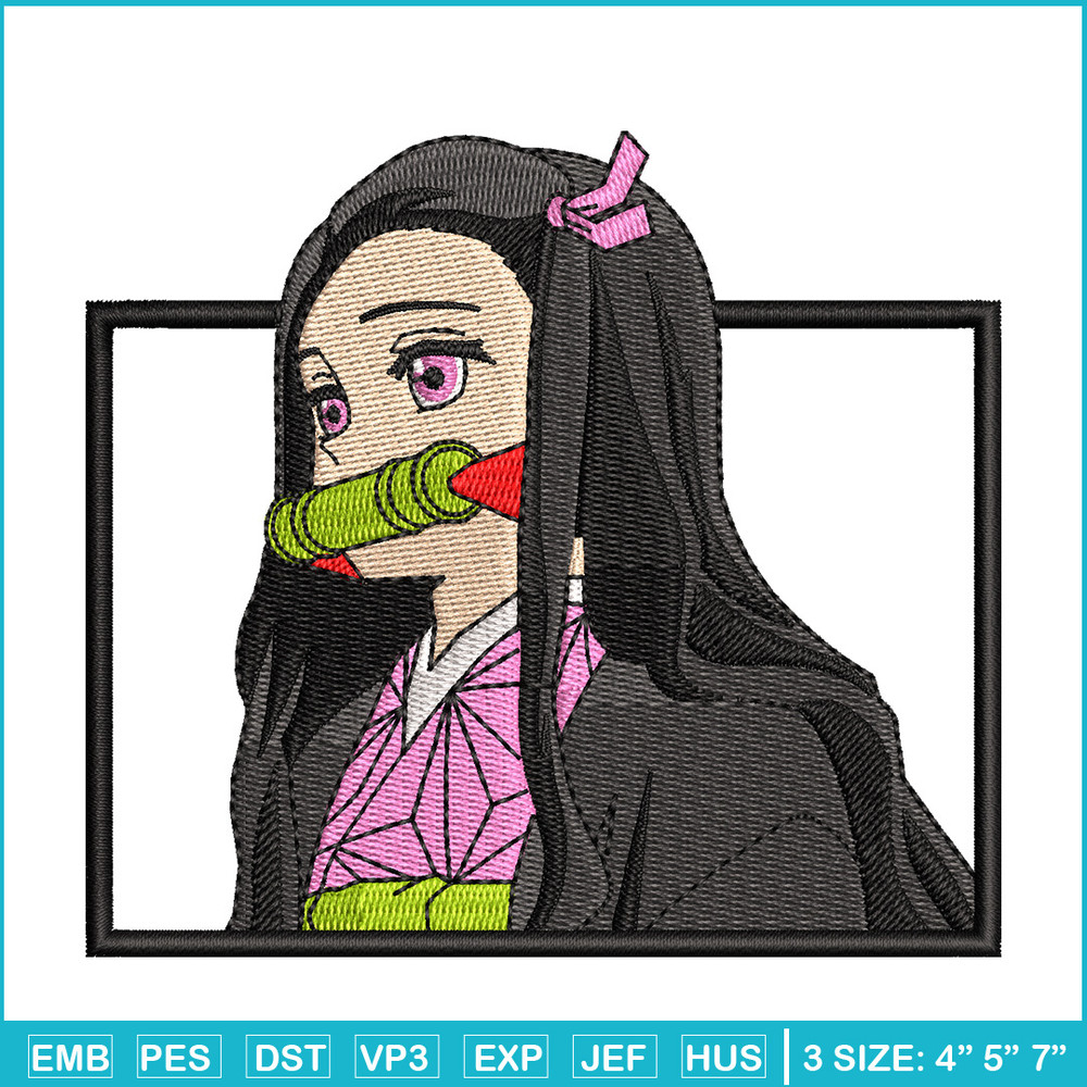 Nezuko bamboo box embroidery design, Nezuko embroidery, Anime design, Embroidery shirt, Embroidery file,Digital download.jpg